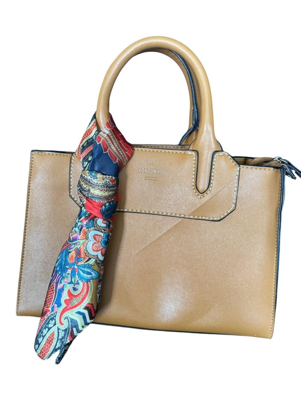 London Fog Tan Handbag with Scarf